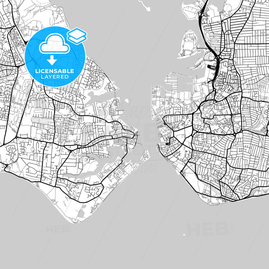 Layered PDF map of Gosport, South East England, England