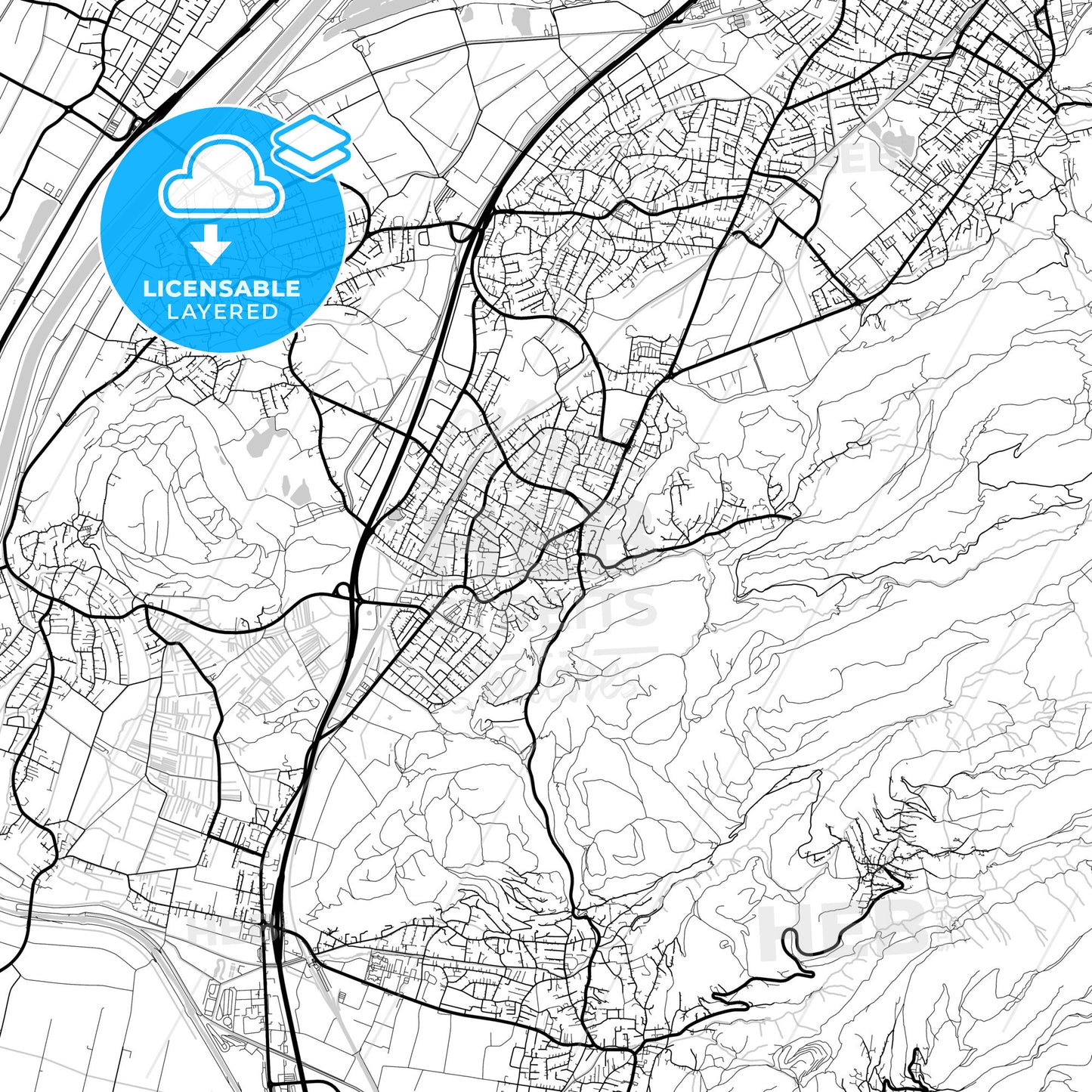 Layered PDF map of Götzis, Vorarlberg, Austria