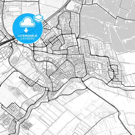 Layered PDF map of Gouda, South Holland, Netherlands