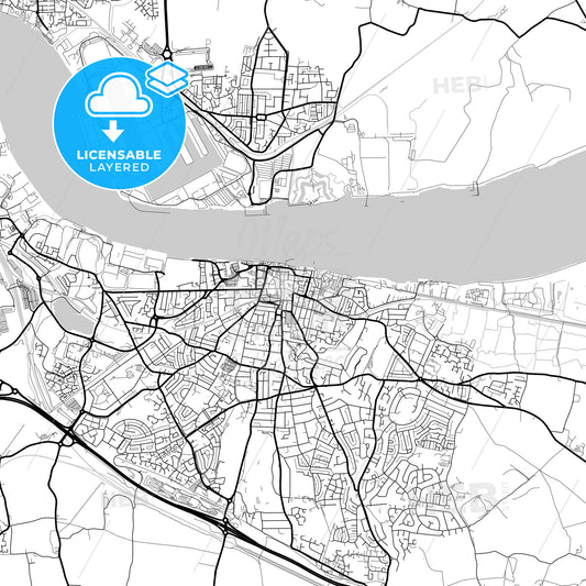 Layered PDF map of Gravesend, South East England, England