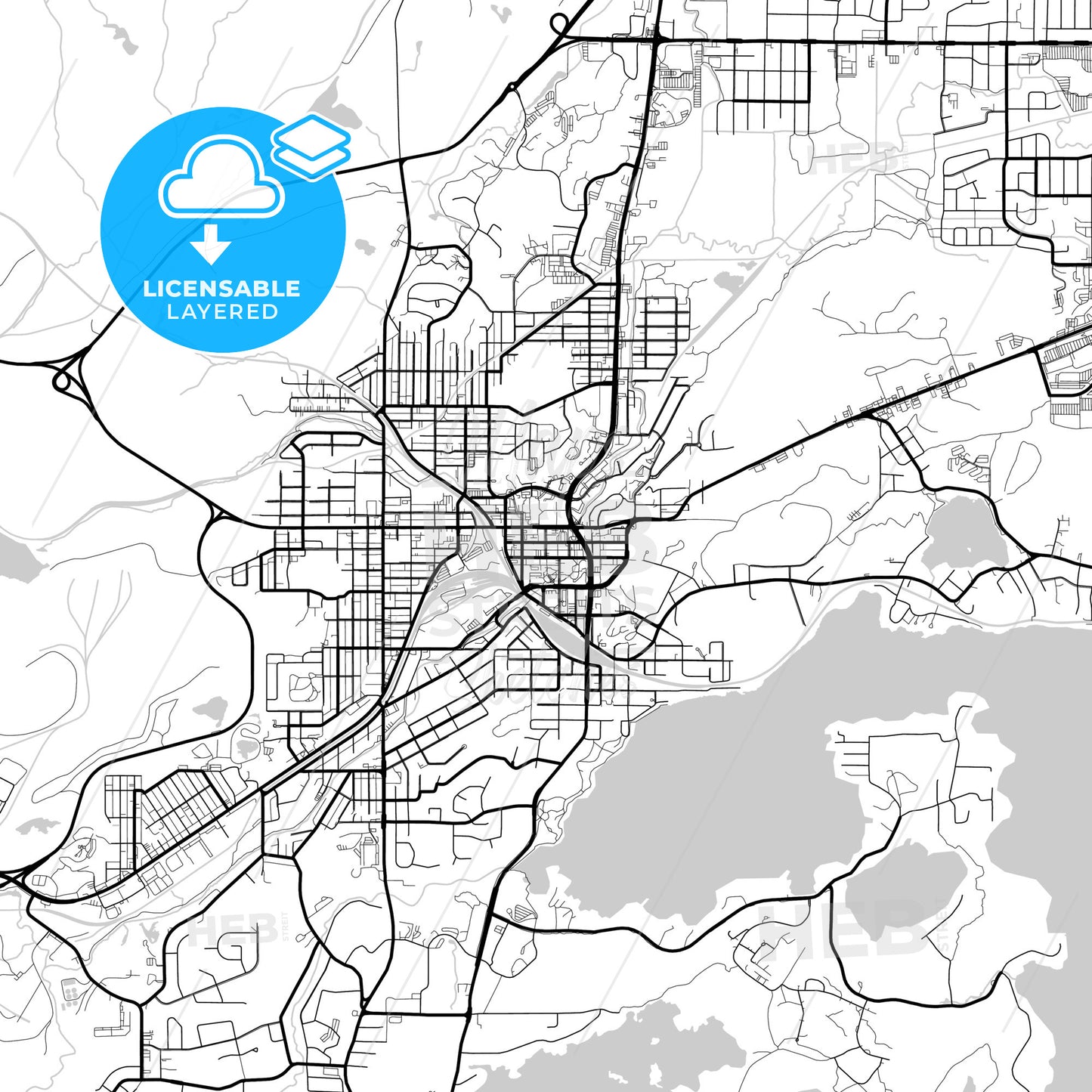 Layered PDF map of Greater Sudbury, Ontario, Canada