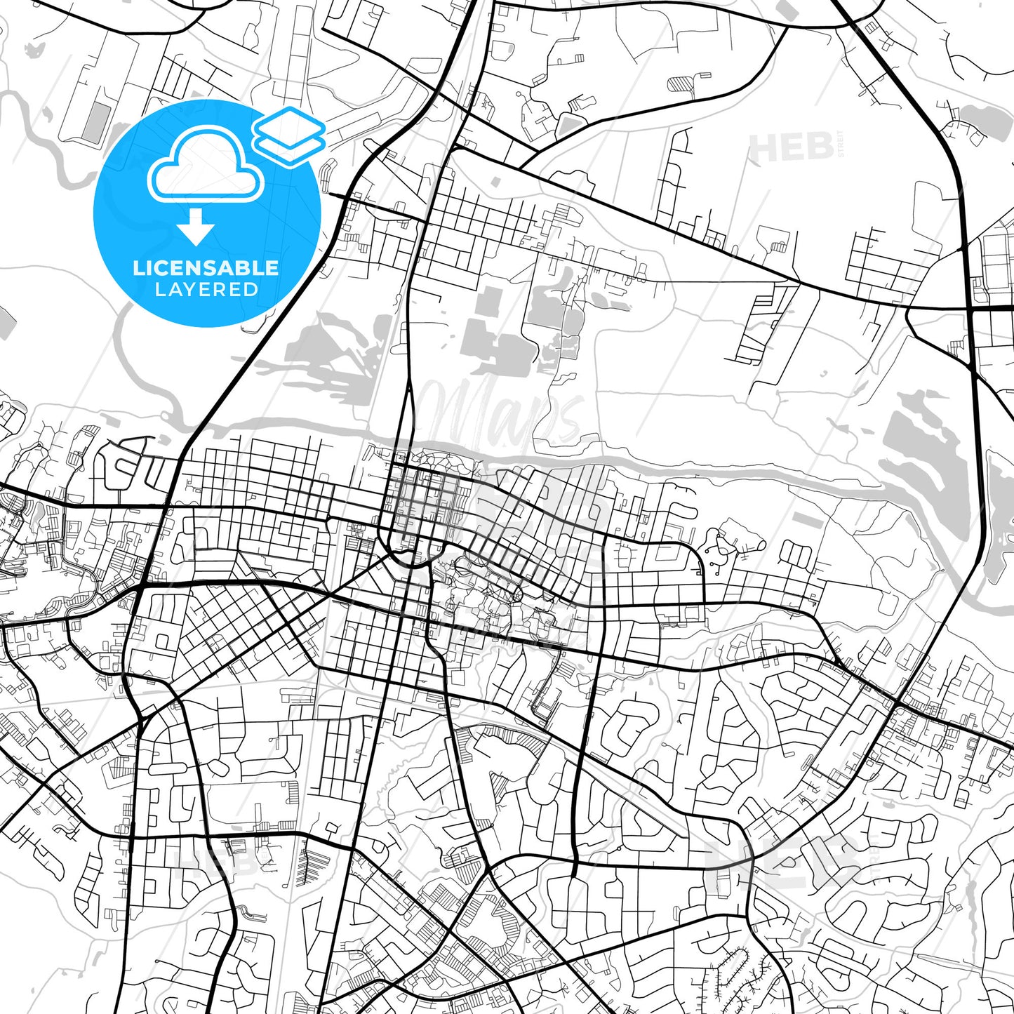 Layered PDF map of Greenville, North Carolina, United States