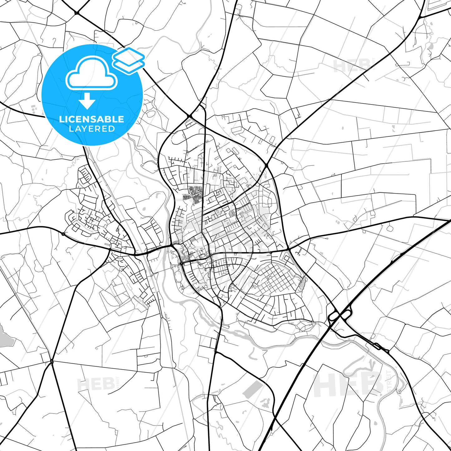 Layered PDF map of Greven, North Rhine-Westphalia, Germany