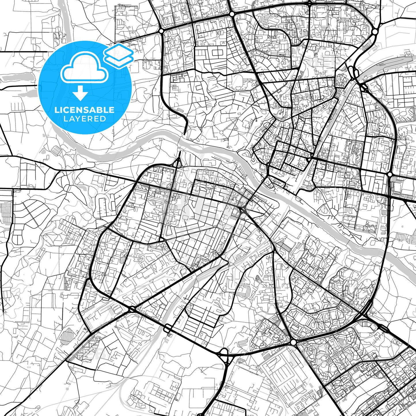 Layered PDF map of Grodno, Voblasć, Belarus