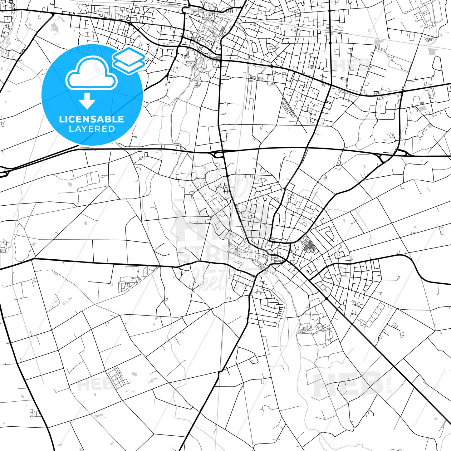 Layered PDF map of Gronau (Westf.), North Rhine-Westphalia, Germany