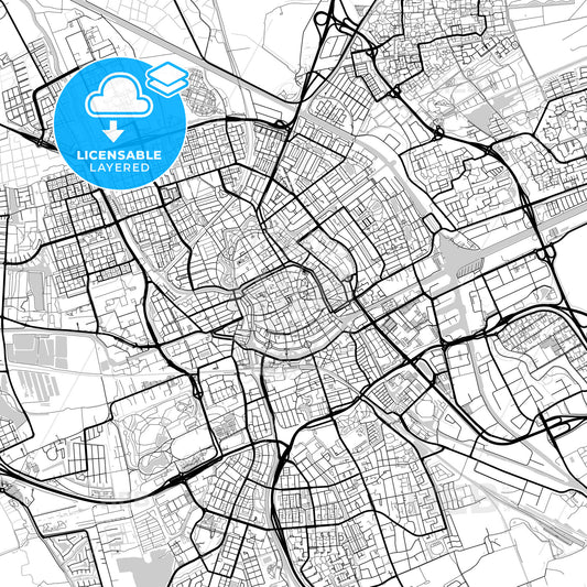Layered PDF map of Groningen, Groningen, Netherlands