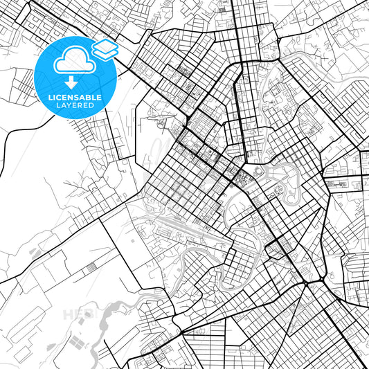 Layered PDF map of Grozny, Chechen Republic, Russia