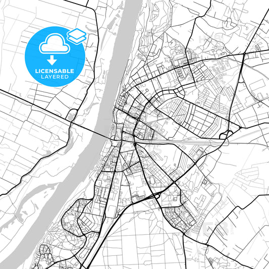 Layered PDF map of Grudziądz, Kuyavian-Pomeranian, Poland