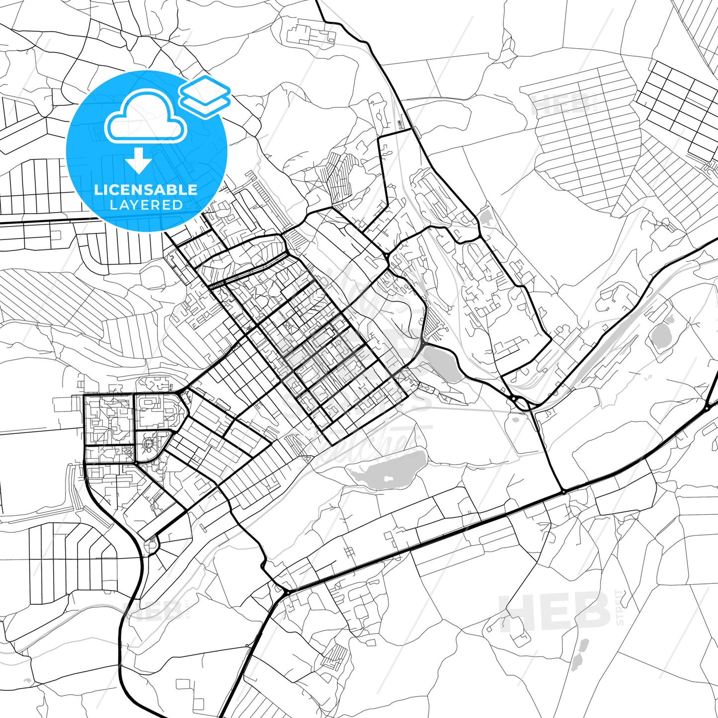 Layered PDF map of Gubkin, Belgorod Oblast, Russia