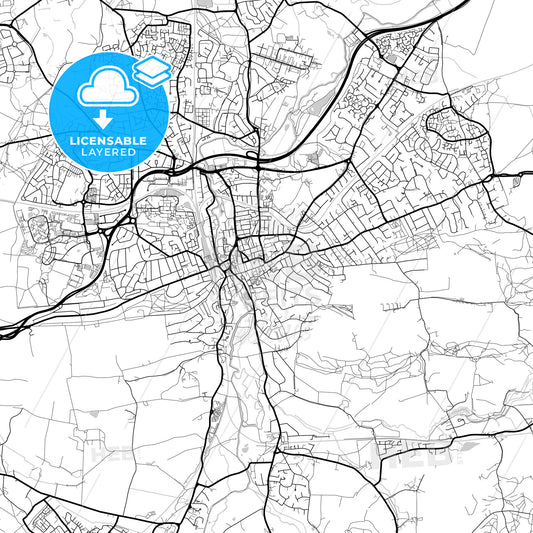 Layered PDF map of Guildford, South East England, England