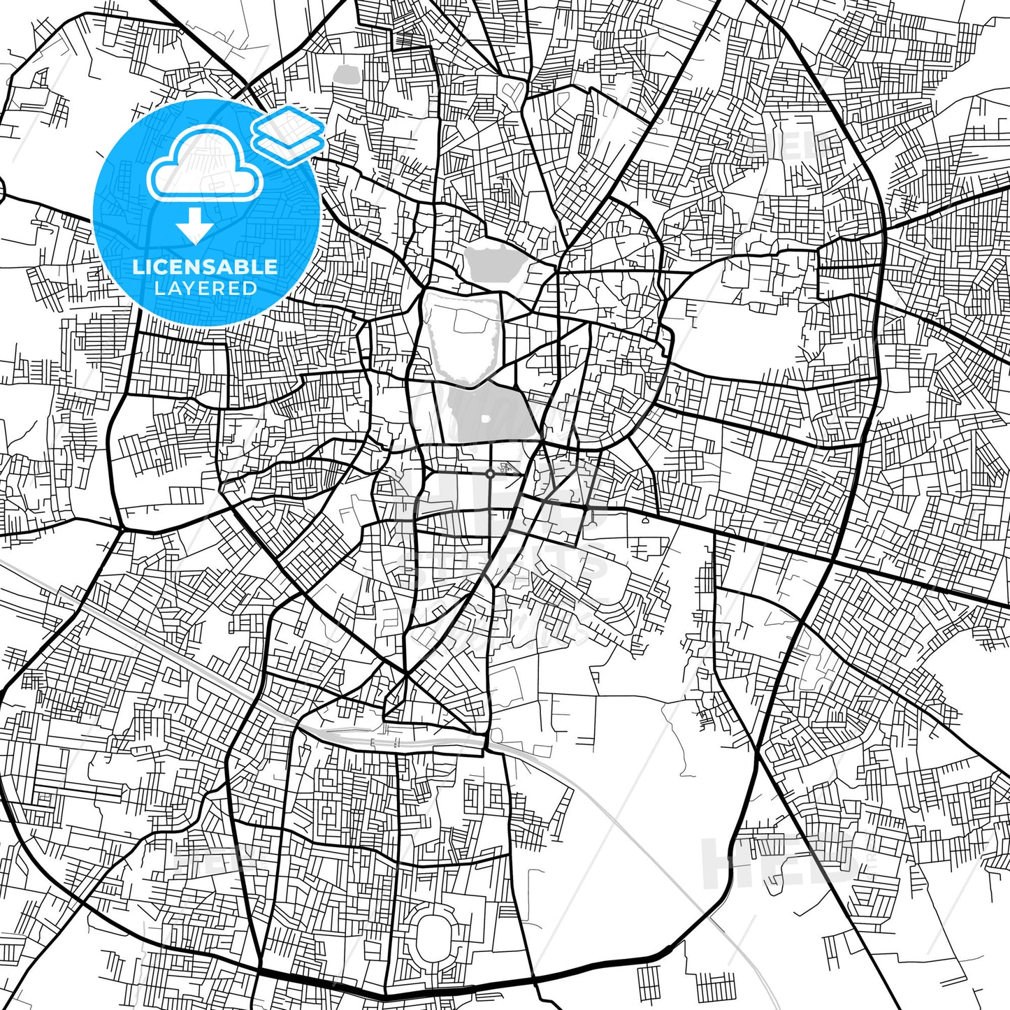 Layered PDF map of Gulbarga, Karnataka, India