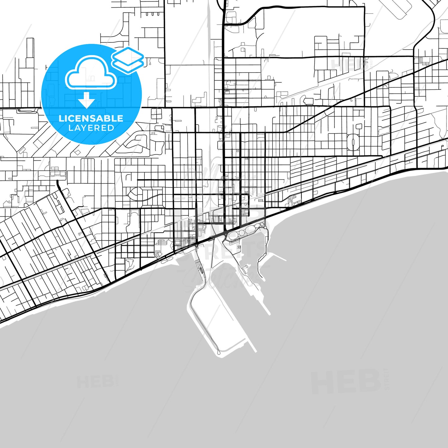 Layered PDF map of Gulfport, Mississippi, United States