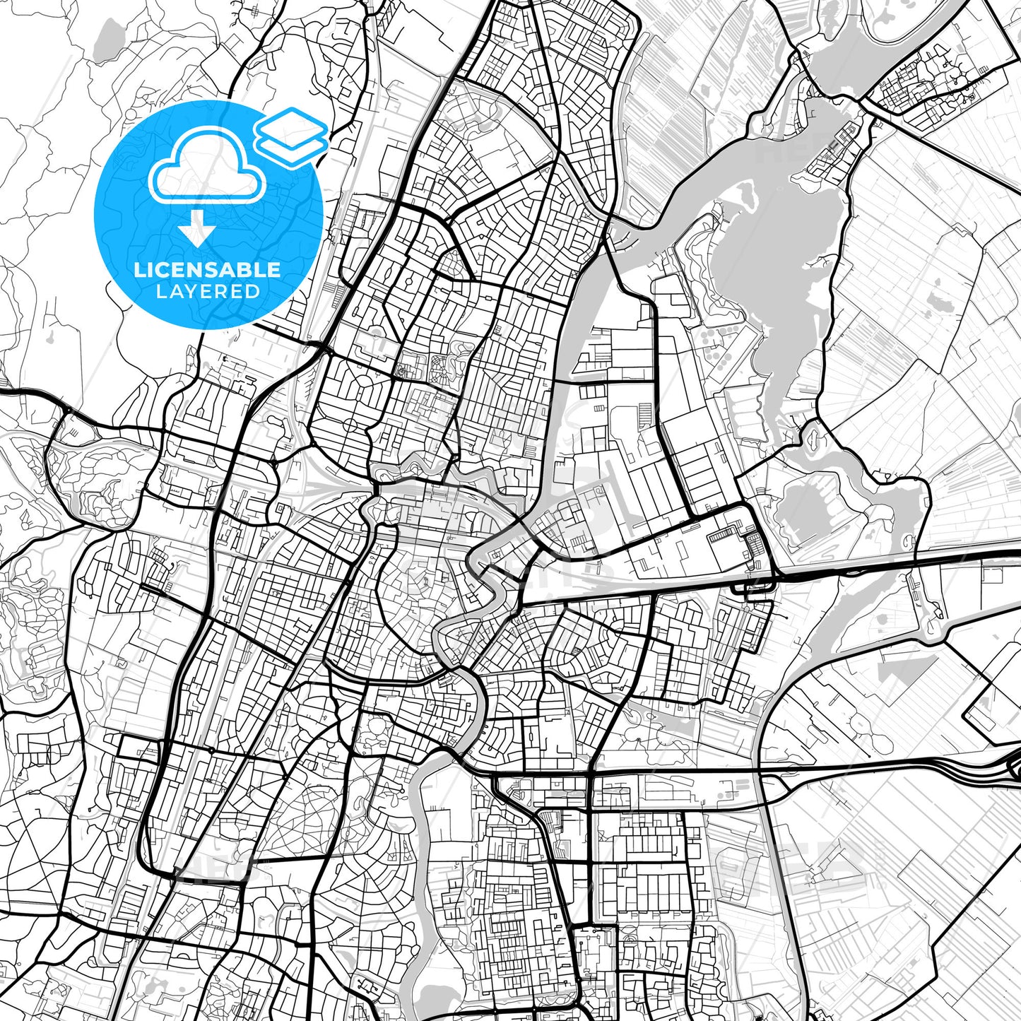 Layered PDF map of Haarlem, North Holland, Netherlands