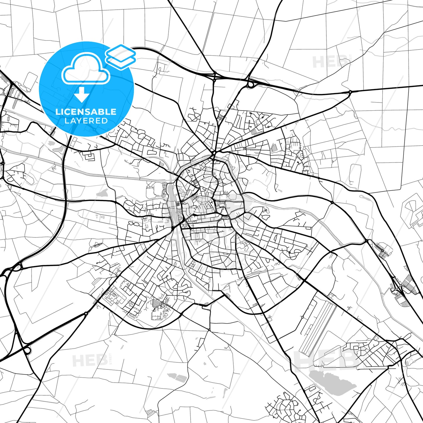 Layered PDF map of Haguenau, Bas-Rhin, France