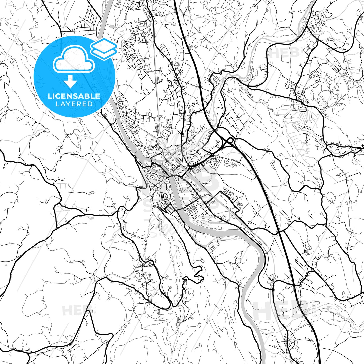 Layered PDF map of Hallein, Salzburg, Austria