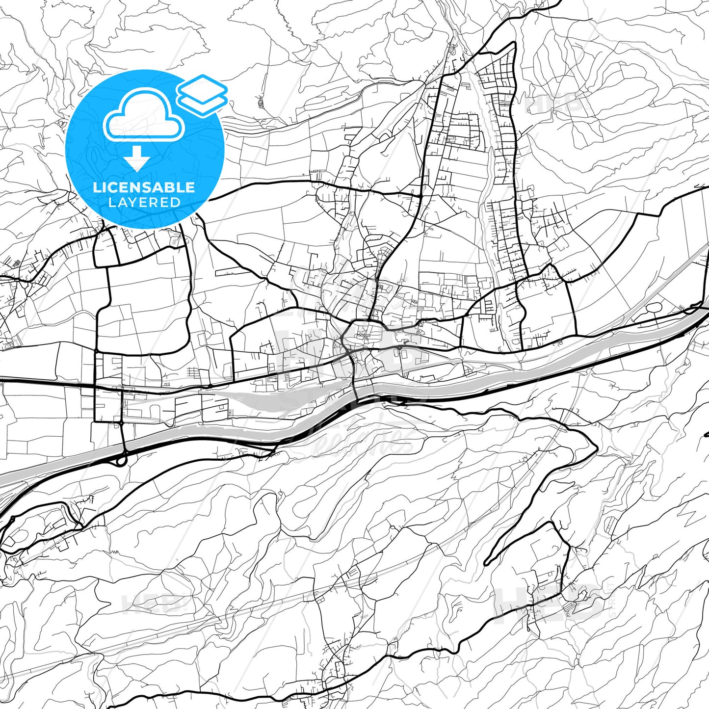 Layered PDF map of Hall in Tirol, Tyrol, Austria