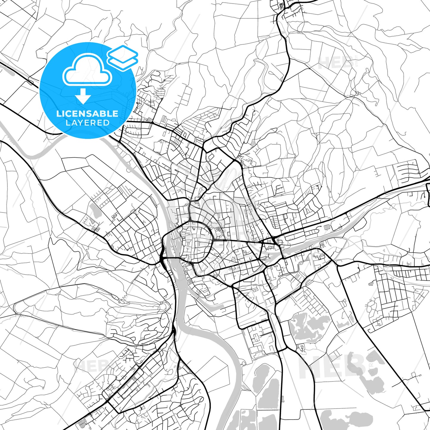 Layered PDF map of Hameln, Lower Saxony, Germany