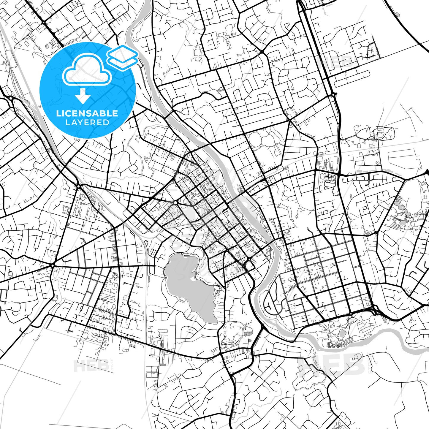 Layered PDF map of Hamilton, New Zealand