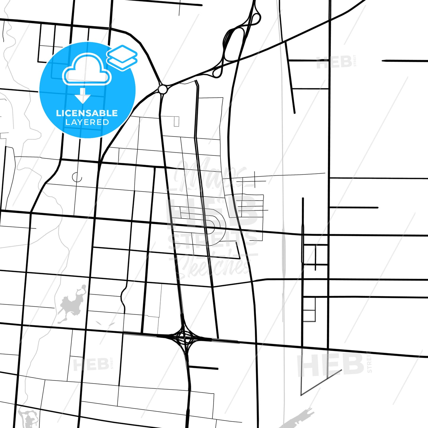 Layered PDF map of Handan, Hebei, China