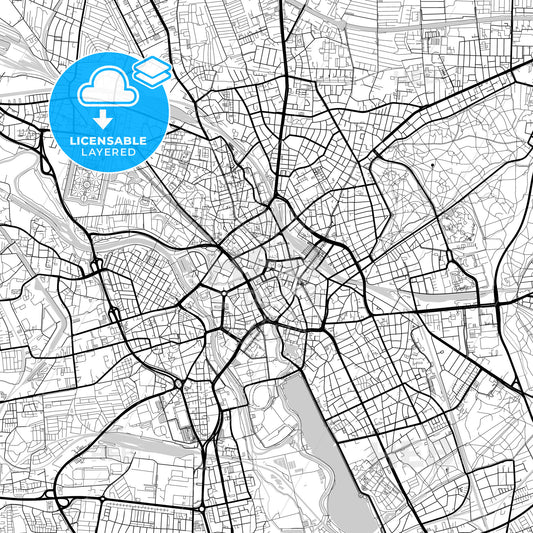 Layered PDF map of Hannover, Lower Saxony, Germany