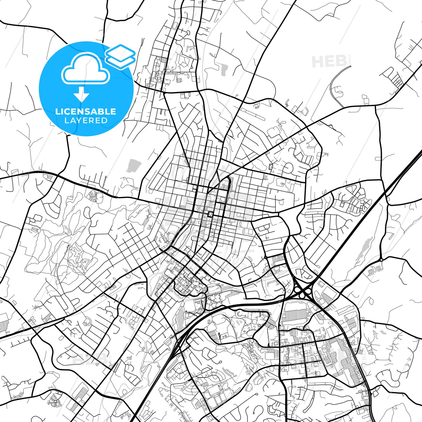 Layered PDF map of Harrisonburg, Virginia, United States