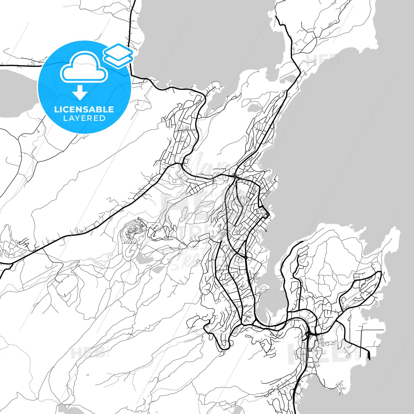 Layered PDF map of Harstad, Troms, Norway