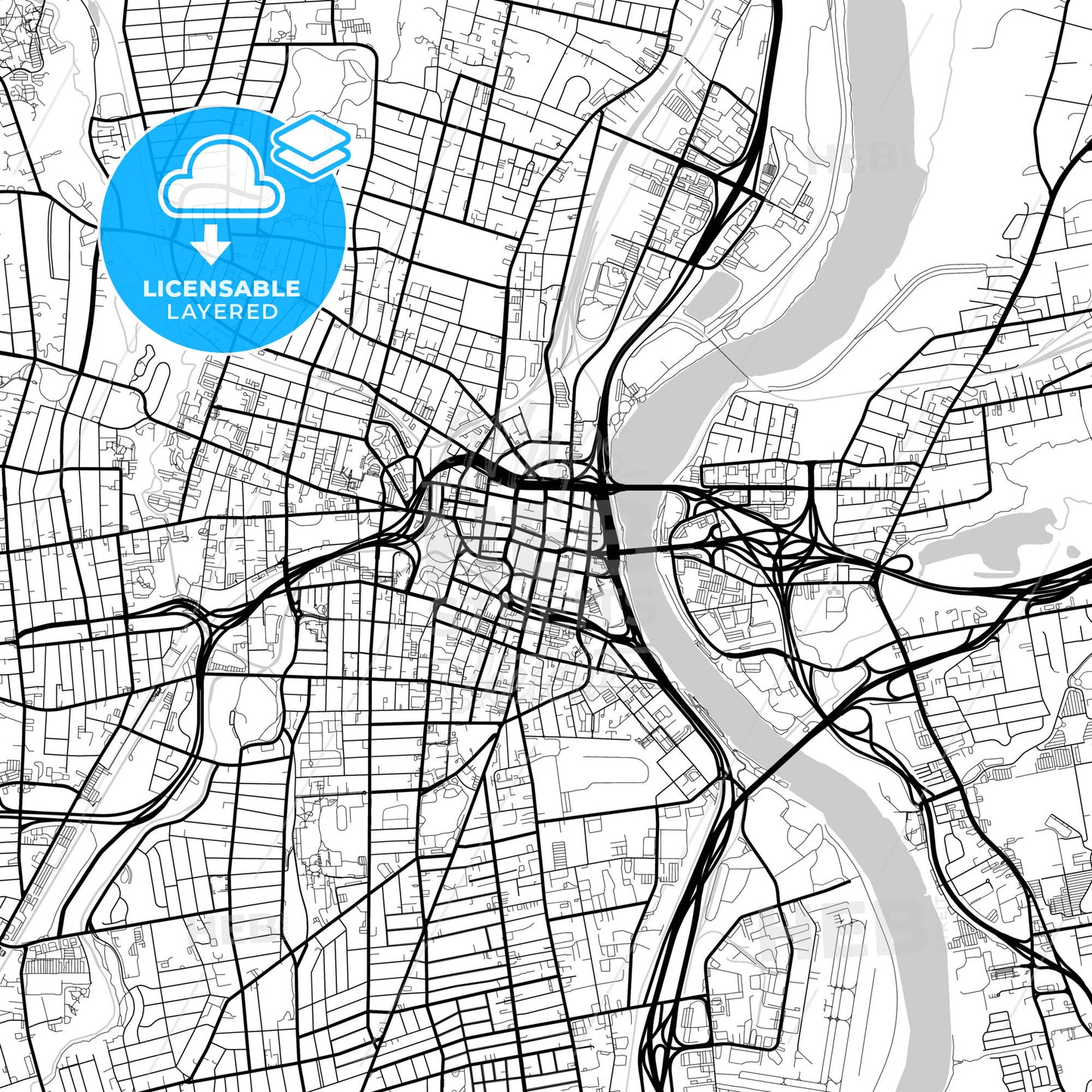 Layered PDF map of Hartford, Connecticut, United States