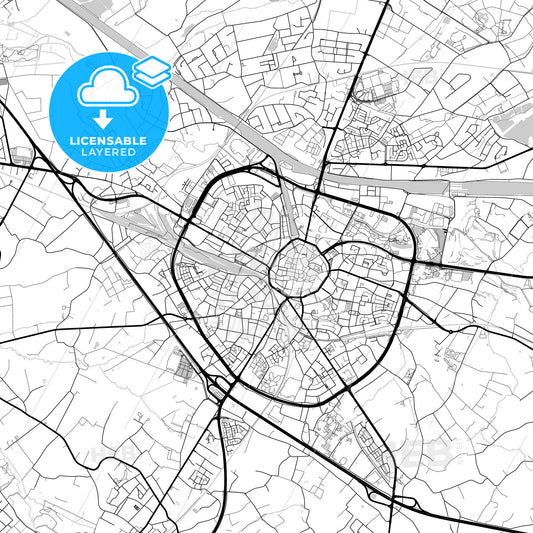 Layered PDF map of Hasselt, Limburg, Belgium