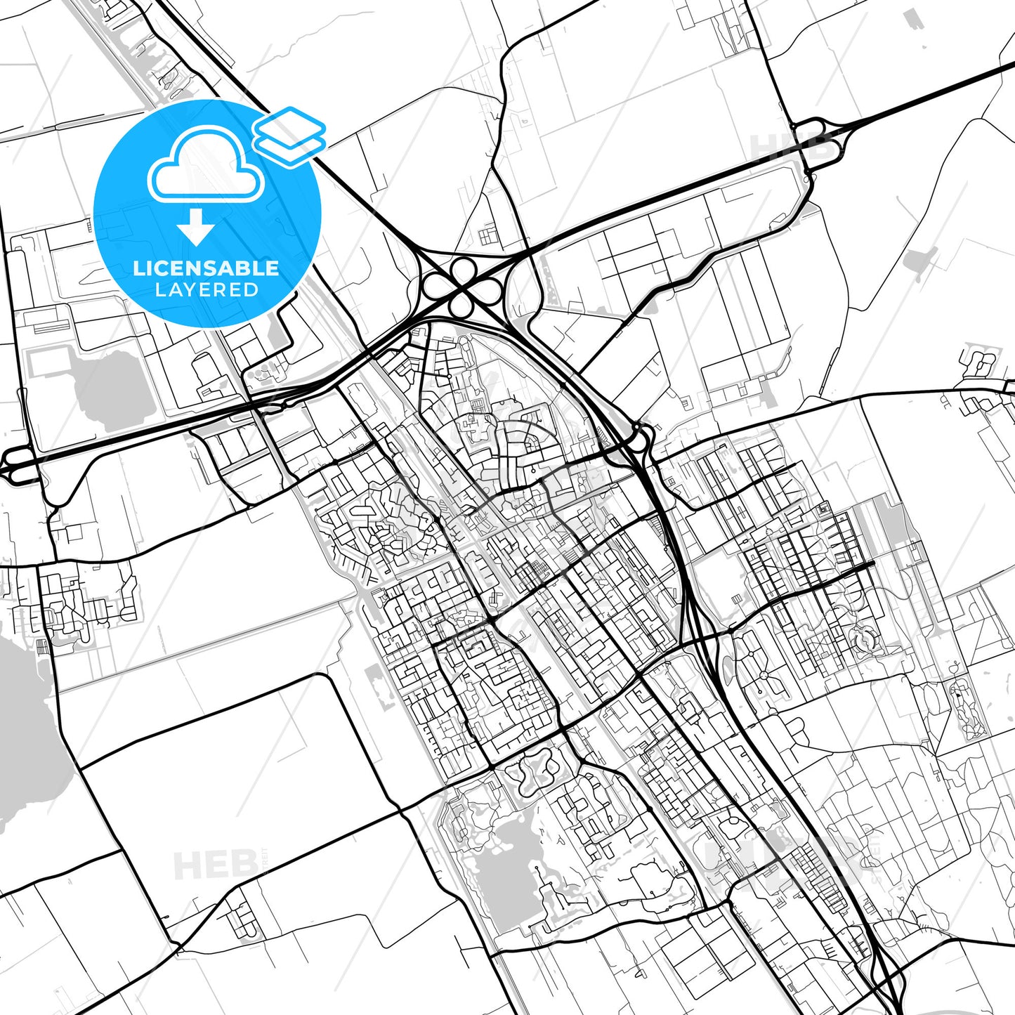 Layered PDF map of Heerenveen, Friesland, Netherlands