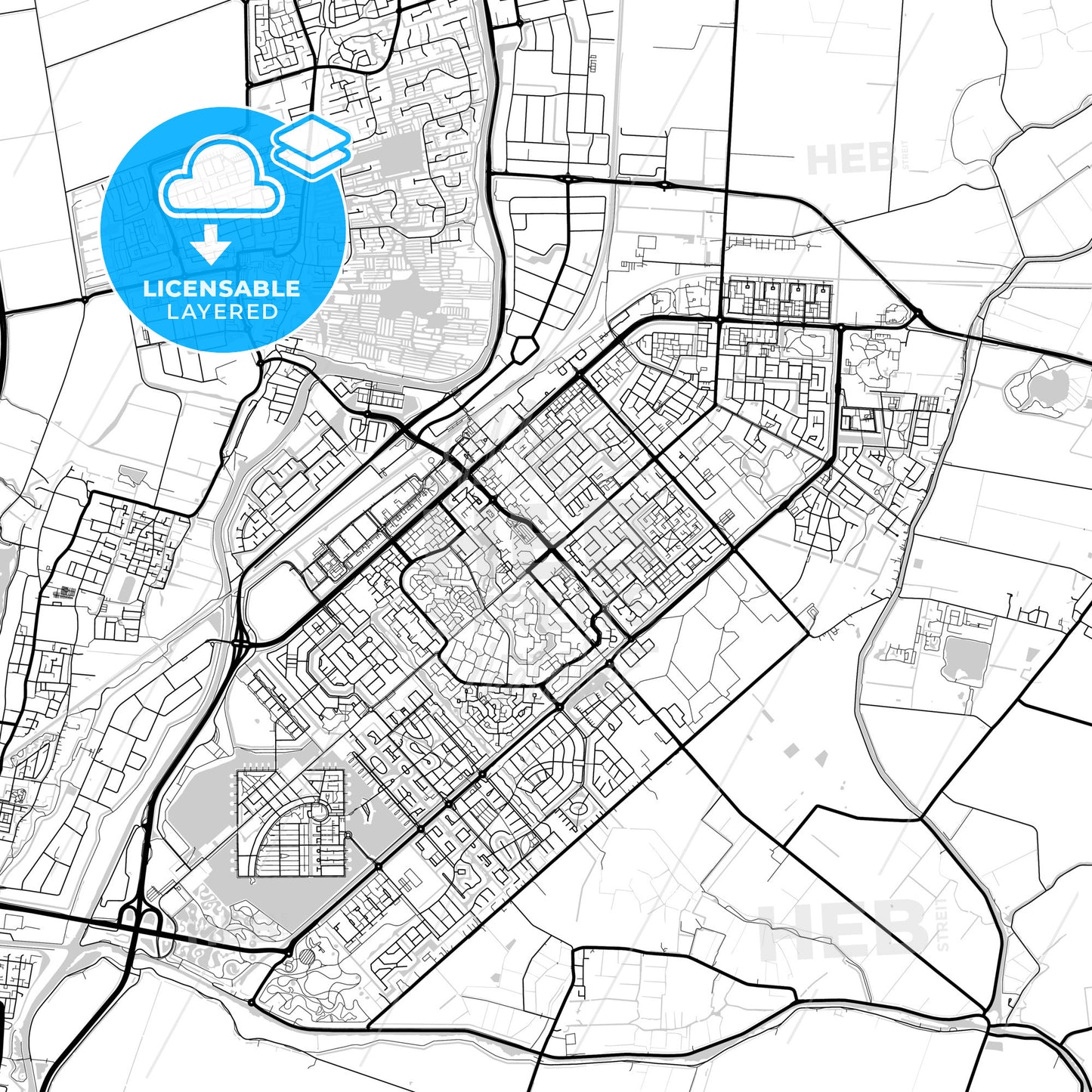 Layered PDF map of Heerhugowaard, North Holland, Netherlands