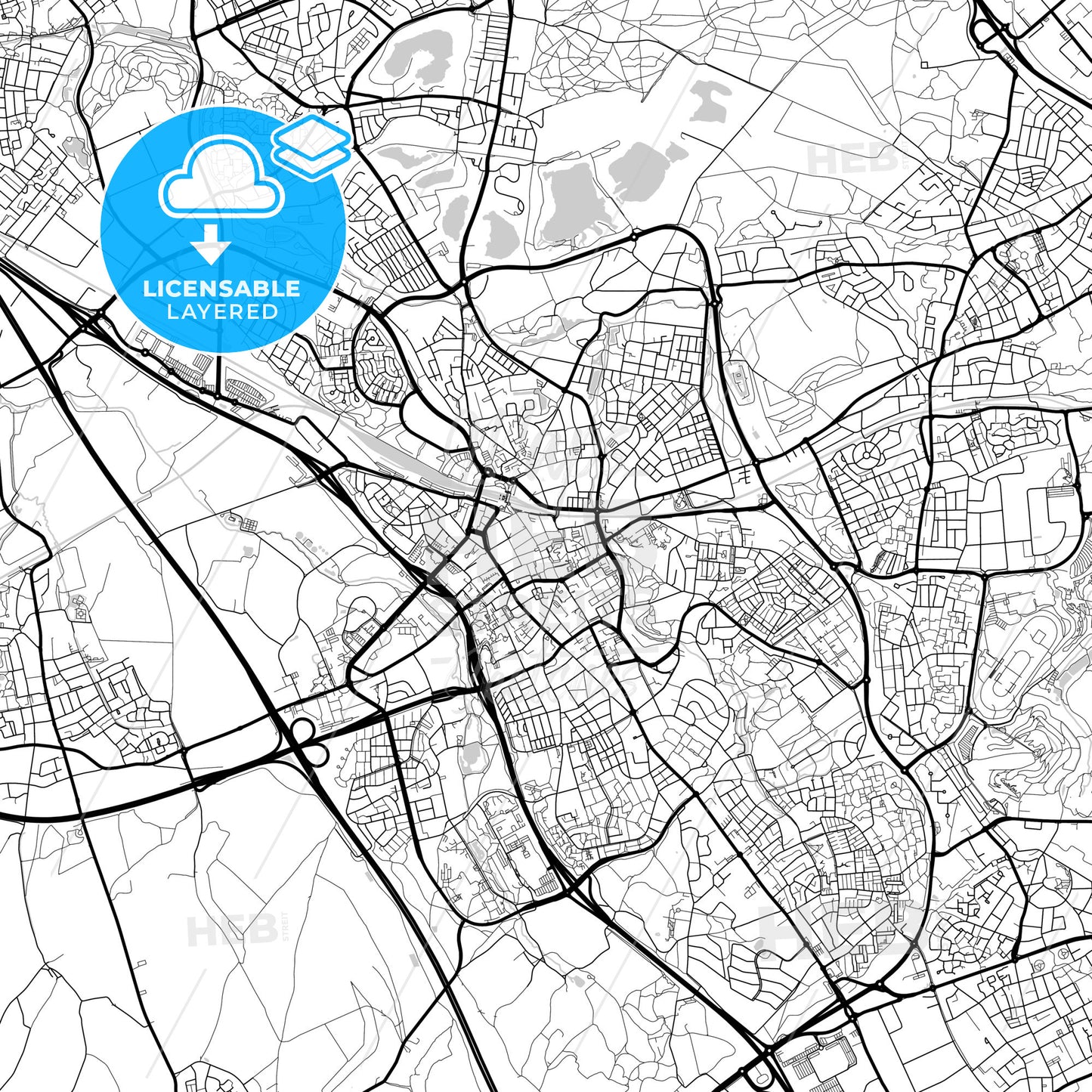 Layered PDF map of Heerlen, Limburg, Netherlands