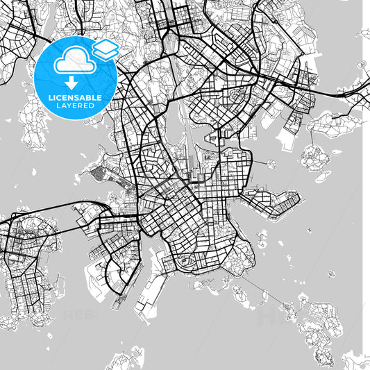 Layered PDF map of Helsinki, Finland