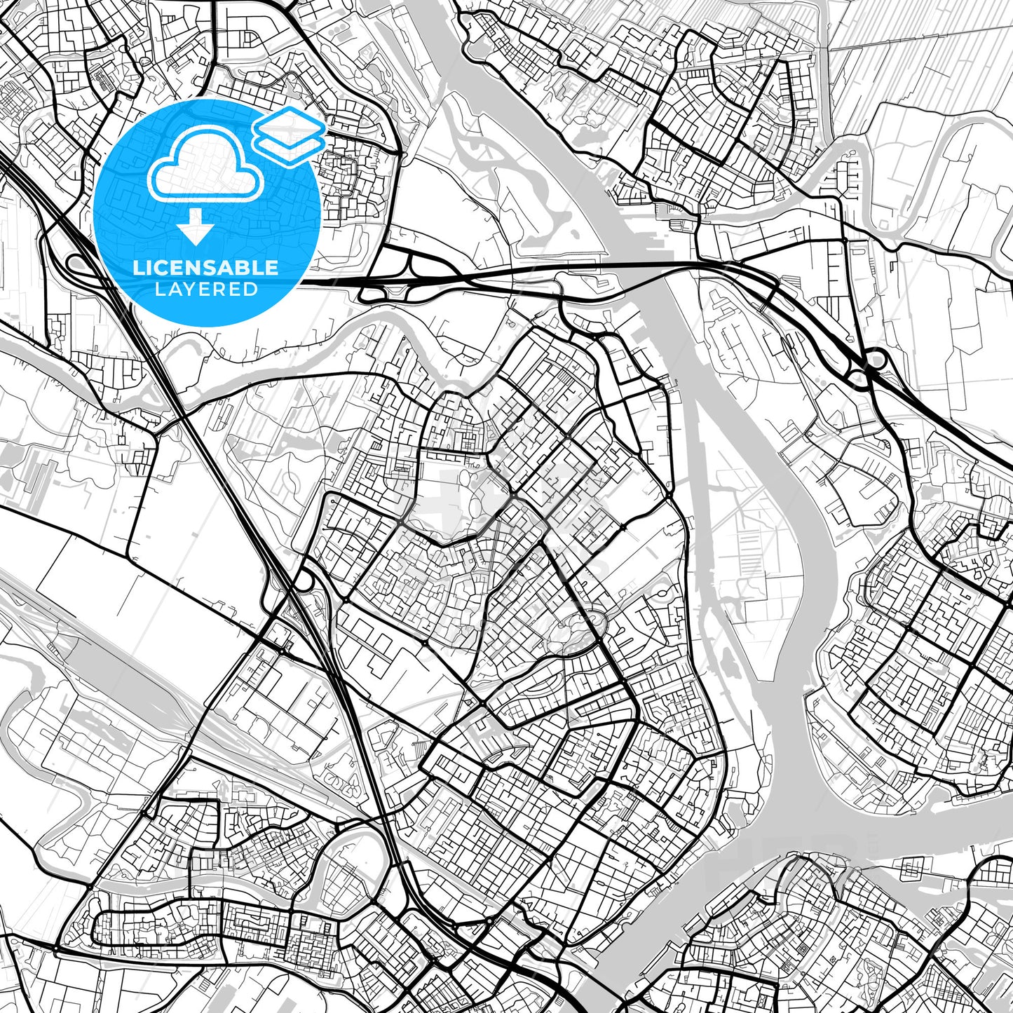 Layered PDF map of Hendrik-Ido-Ambacht, South Holland, Netherlands