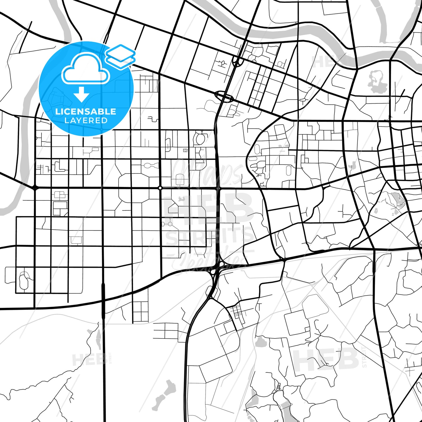 Layered PDF map of Hengyang, Hunan, China