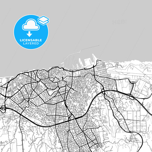 Layered PDF map of Heraklion, Crete, Greece