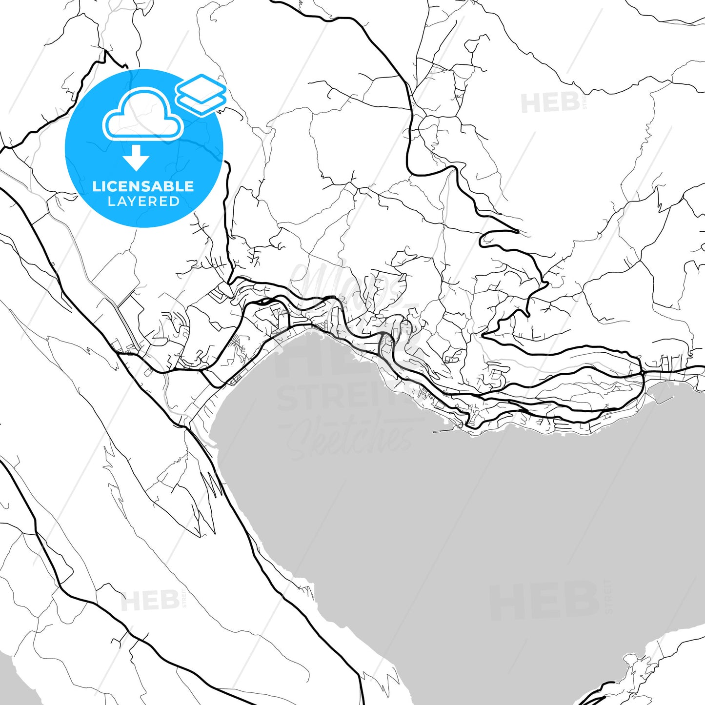 Layered PDF map of Herceg Novi, Coastal, Montenegro