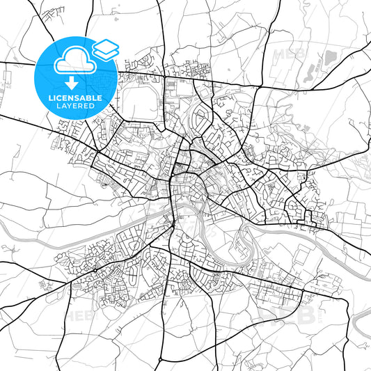 Layered PDF map of Hereford, West Midlands, England