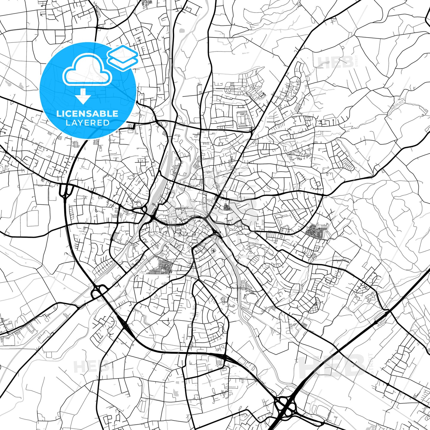 Layered PDF map of Herford, North Rhine-Westphalia, Germany