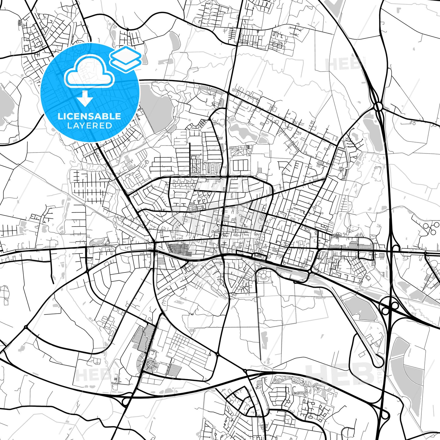 Layered PDF map of Herning Municipality, Denmark