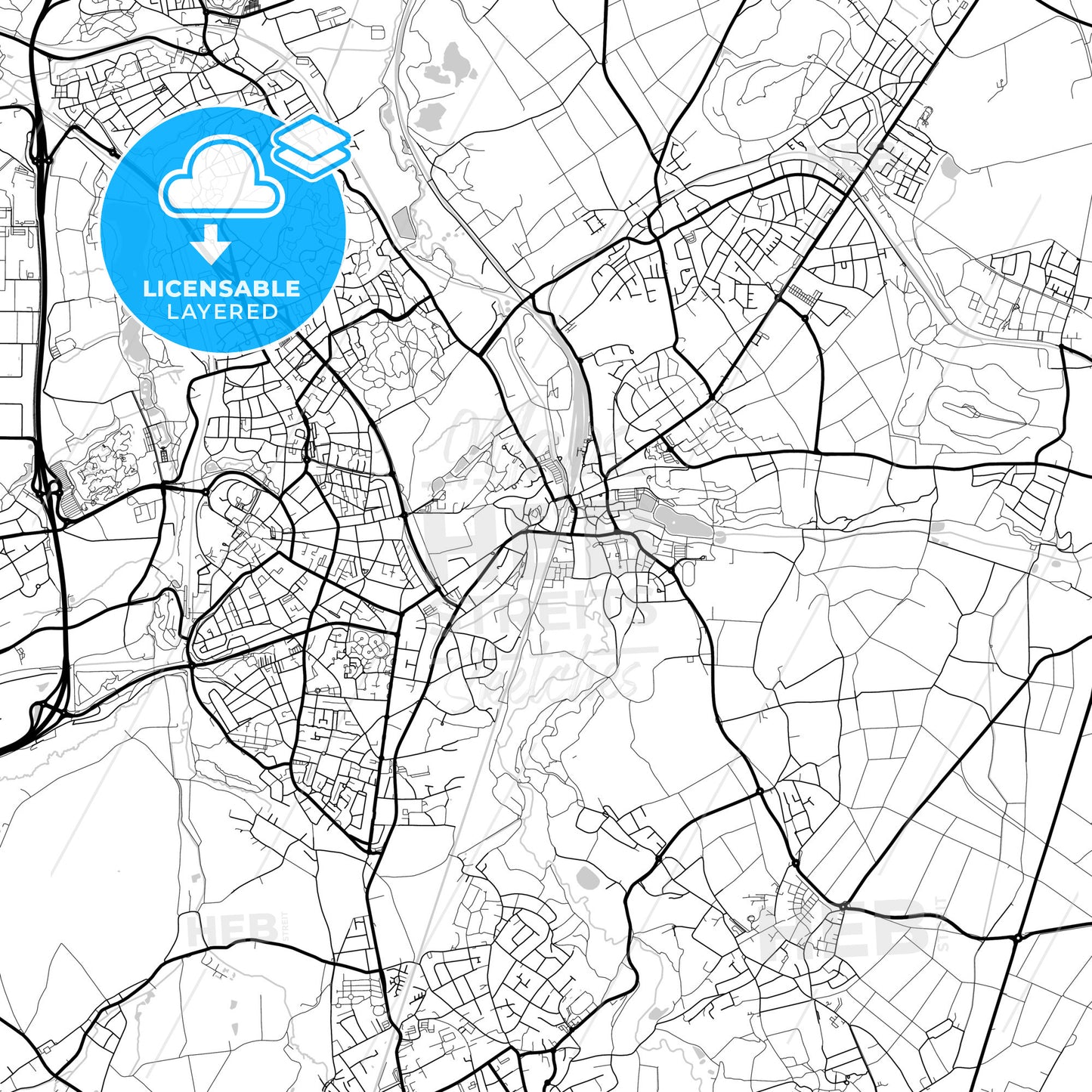 Layered PDF map of Herzogenrath, North Rhine-Westphalia, Germany