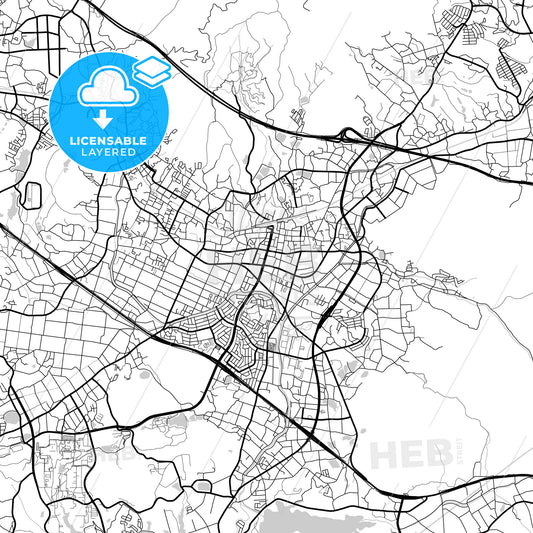 Layered PDF map of Higashihiroshima, Hiroshima, Japan