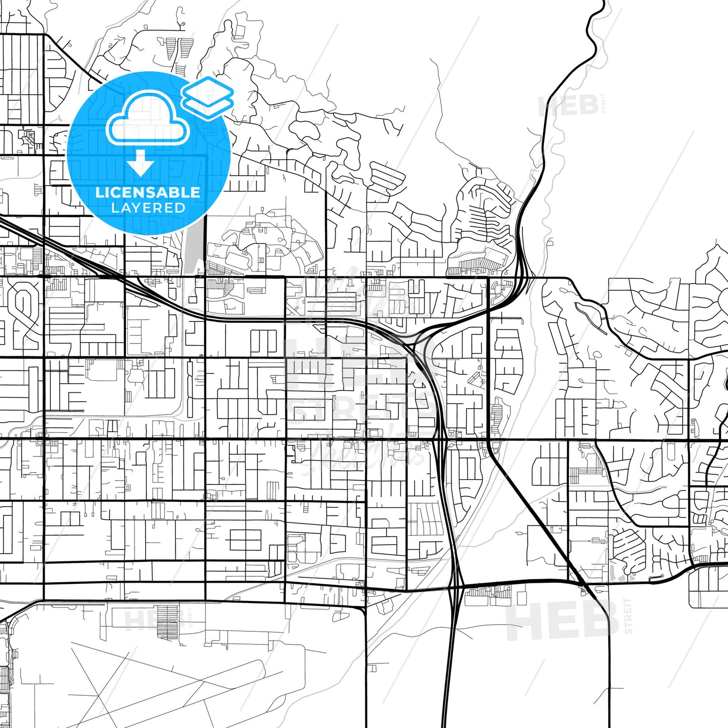 Layered PDF map of Highland, California, United States