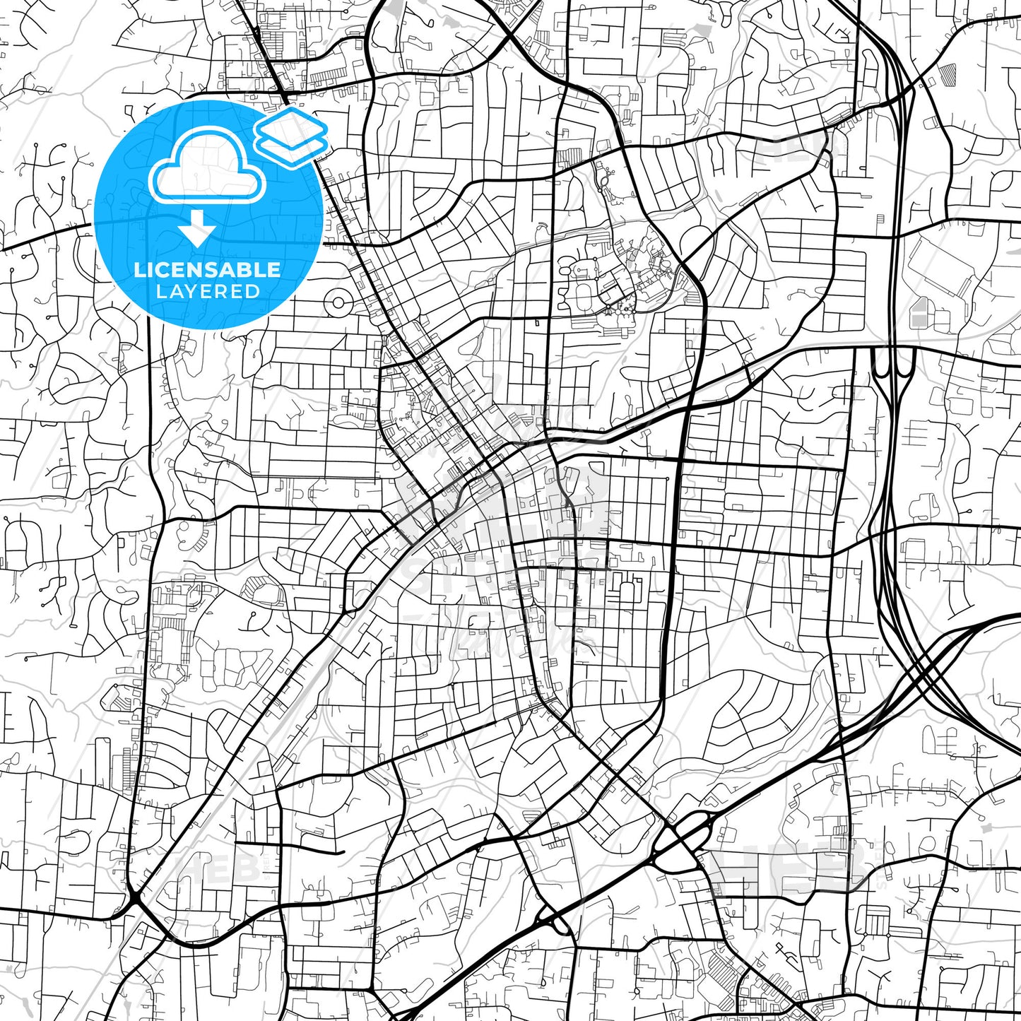 Layered PDF map of High Point, North Carolina, United States