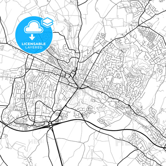 Layered PDF map of High Wycombe, South East England, England