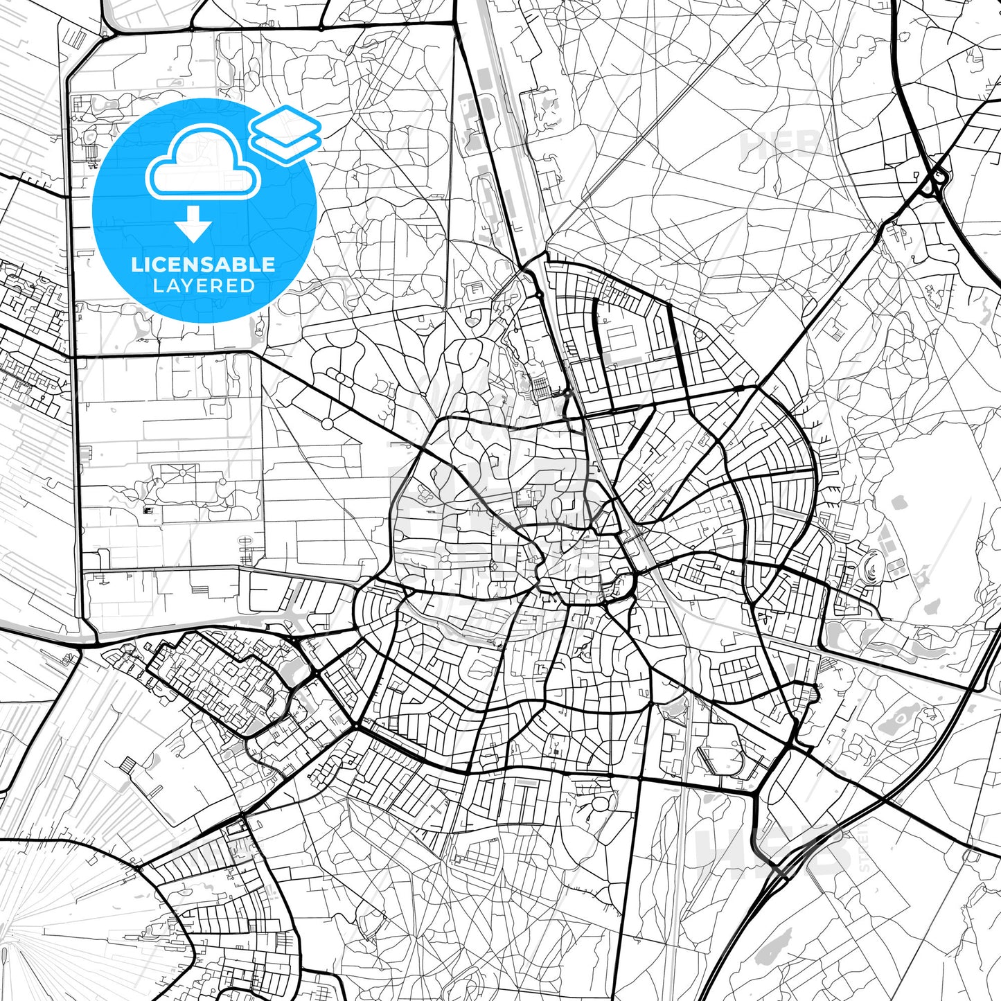 Layered PDF map of Hilversum, North Holland, Netherlands