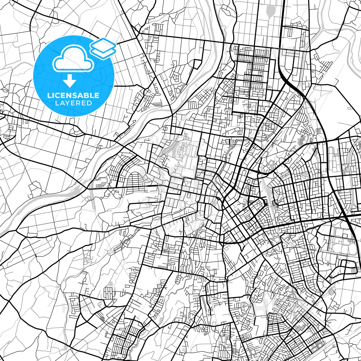 Layered PDF map of Hirosaki, Aomori, Japan