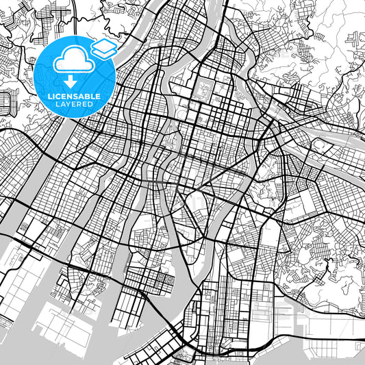 Layered PDF map of Hiroshima, Hiroshima, Japan