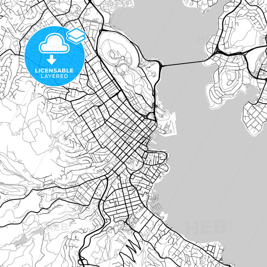 Layered PDF map of Hobart, Tasmania, Australia