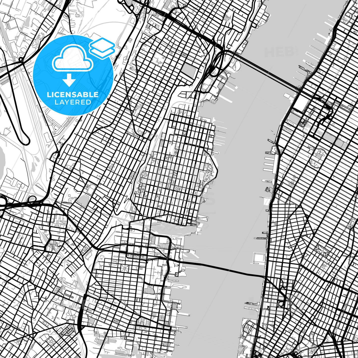 Layered PDF map of Hoboken, New Jersey, United States