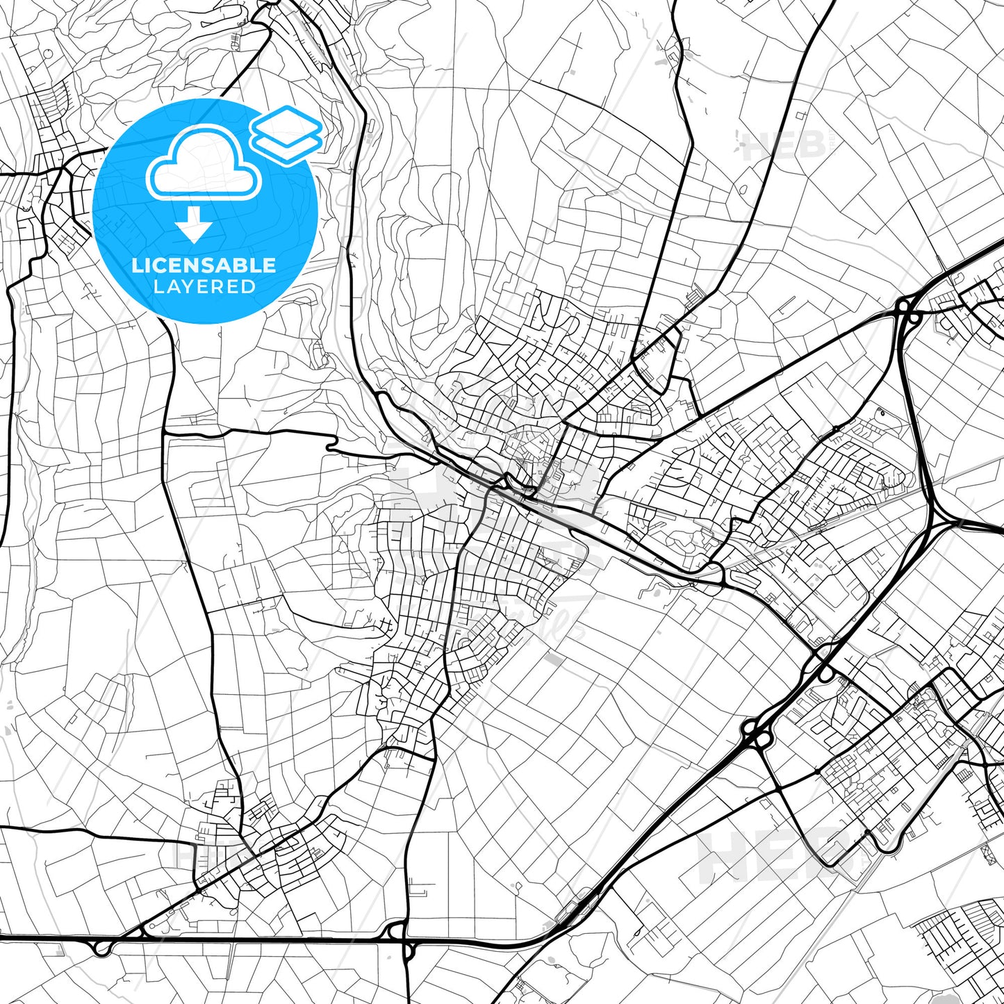 Layered PDF map of Hofheim am Taunus, Hesse, Germany